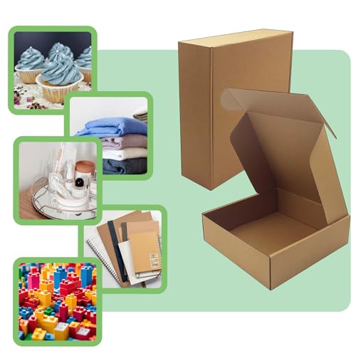 10x10x3 inch Shipping Boxes 20 Pack, Brown Corrugated Cardboard Mailer Box - size: 10" x 10" x 3"