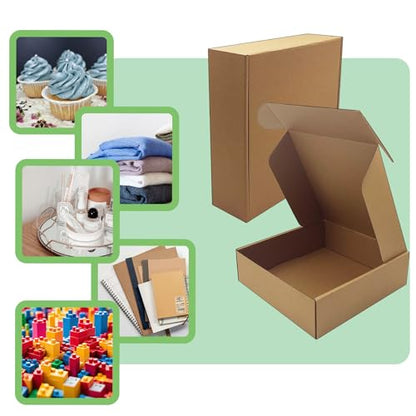 10x10x3 inch Shipping Boxes 20 Pack, Brown Corrugated Cardboard Mailer Box - size: 10" x 10" x 3"