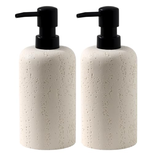 Soap Dispenser Set, 2 PCS 13.53 OZ Luxurious Empty Bottles Ivory - color: Ivory White
