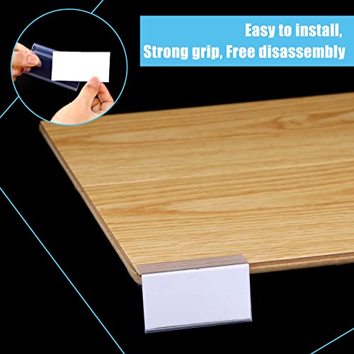 Qunclay 100 Pcs Glass Shelf Label Holders Clear Plastic Clip on for Wood