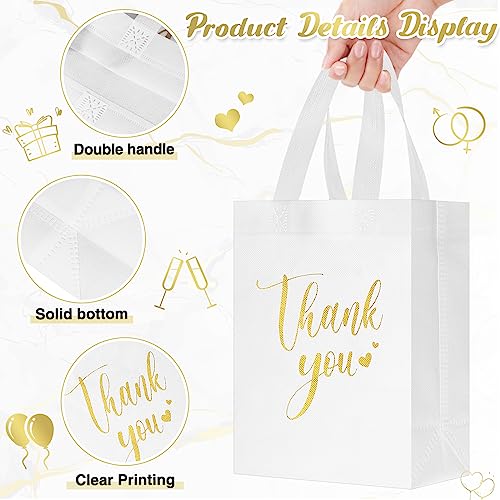 Sweetude 30 Thank You Non Woven Gift Bag, 10 x 8 x 4 Inch, White - color: White, size: 1 Count (Pack of 30)