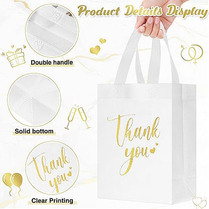 Sweetude 30 Thank You Non Woven Gift Bag, 10 x 8 x 4 Inch, White - color: White, size: 1 Count (Pack of 30)