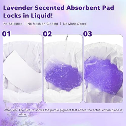 OUMEE Lavender 100 Count Absorbent Commode Pads for Bedside Commode Bucket - size: 9.5*5.1in-Lavender