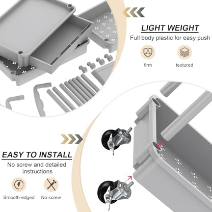 Goovilla 3 Tier Rolling Utility Cart Organizer with Removable Drawer, Grey - size: 3 Tier, style: Gray