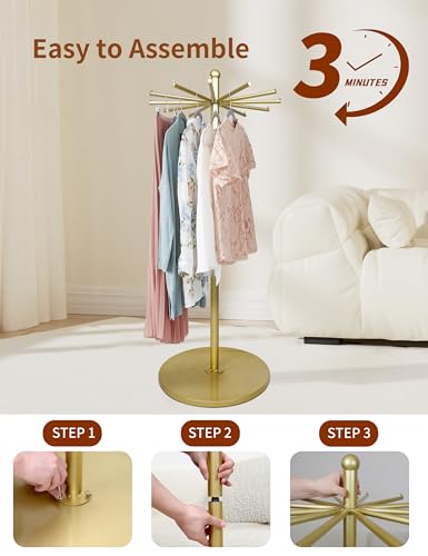 23-Inch Metal Rotating Purse & Scarf Display Rack,(Gold) - color: Gold
