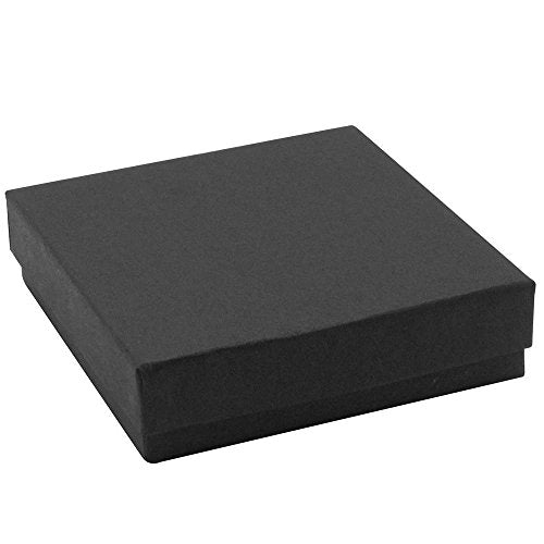 RJ Displays 6 Pack Cotton Filled Matte Black Cardboard Jewelry Boxes for Necklace, Bracelet boxes, Watch & Small Gifts box, Jewelry Gift Boxes Size 3 1/2" x 3 1/2" x 1" Inch - - color: Matte Black