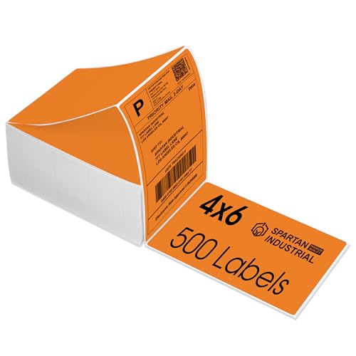4" X 6" Orange Direct Thermal Fanfold Labels (500 Count, 1 Stack) - color: Orange