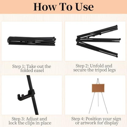 2 Pack 66" Aluminum Easel Stand for Signs & Painting, Black
