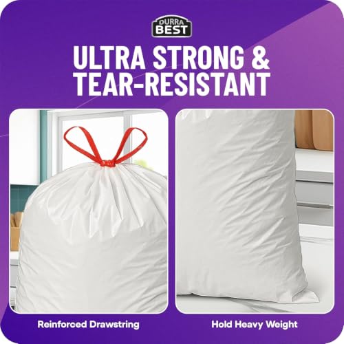 Heavy-Duty Trash Bags – 144 count, 18 Gallon Black, Ultra Thick Drawstring Garbage Bags – Leak-Resistant for Home & Commercial Use, Big Trash Bags, Made in USA - color: White, size: 1 Count (Pack of 144)