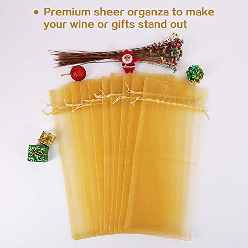 HRX Package 30pcs Mesh Organza Wine Bags for Gift Giving (Gold) - color: Gold