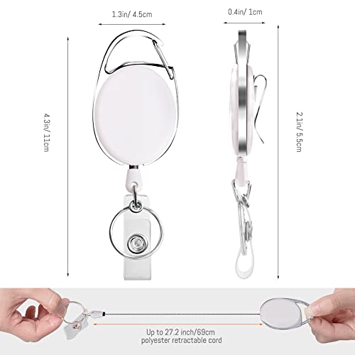 moeverEX Retractable Badge Holder with Carabiner Reel Clip and Key Ring - size: White-10pcs