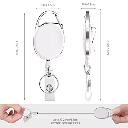 moeverEX Retractable Badge Holder with Carabiner Reel Clip and Key Ring - size: White-10pcs