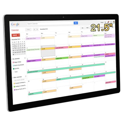 15.6 to 27 inch Touchscreen Digital Calendar & Wall Planners, Smart Whiteboard Calendar for Chore Chart & Work Schedule, Built in Speakers and Camera, Include Wall Mount & Desk Stand (21.5-inch) - size: 21.5-inch