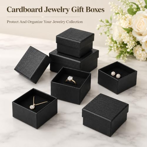 200 Pcs Cardboard Jewelry Gift Boxes Bulk, 2 x 2 in Black Boxes
