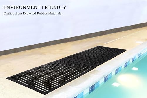 A1HC Anti Fatigue Rubber Floor Mat Non-Slip Restaurant Mat for Floors Bar Drainage Mat Commercial Doormat Utility Mat for Garage Home Pool Entry 32 x 47 Inches - size: 47"L x 32"W x 0.6"Th