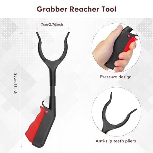 Grabber Reacher Tool, 11" Grabber with Anti-Slip 360° Rotating Jaw