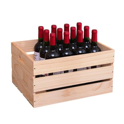 1 Piece Large Pine Wood Crates For Storage, Unfinished Natural Wooden Crate
