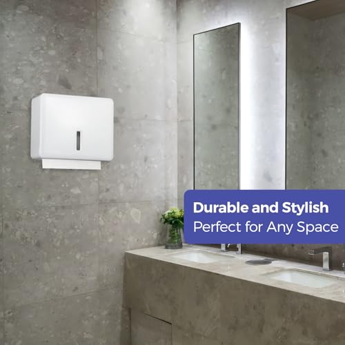 Stardrix Multifold Paper Towel Dispenser Wall Mount (White) – Large Capacity C-Fold, Trifold, and Folded Commercial Hand Towels Holder for Bathroom & Restroom – Adhesive or Screw Mounted - color: White