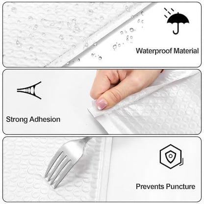 Nicunom 100 Pack Bubble Mailers 6x10", Usable Size 6x9" Self Seal Padded Envelopes Opaque Poly Wrap Bubble Bags Waterproof Shipping Bags for Small Business Mailing Makeup Jewelry Gifts, White - color: White, size: 6x9 Inch