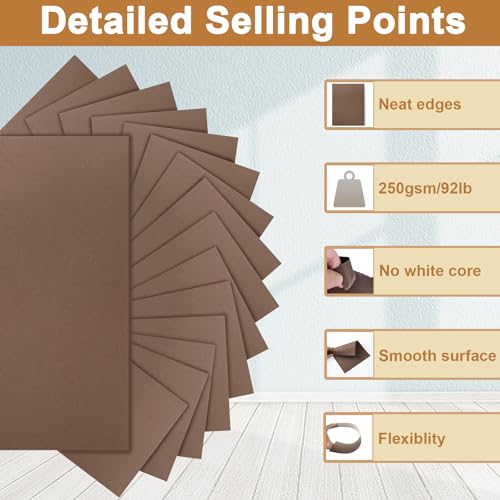 Silunkia 28 Sheets Coffee Color Cardstock 8.5 x 11 Craft Paper 92lb - color: Coffee, size: 28 Sheets