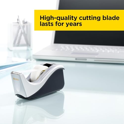 Scotch Desktop Tape Dispenser, Silvertech Two-Tone (C60-ST) - size: 1 Count (Pack of 1)