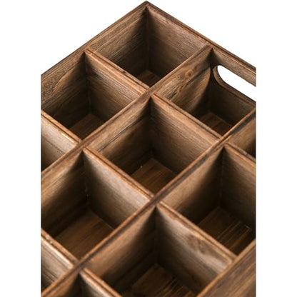 Rustic Wooden Crates for Storage 16 X 12 Inches, Carrying Handles - color: Wood (Each Slot: 3.54")