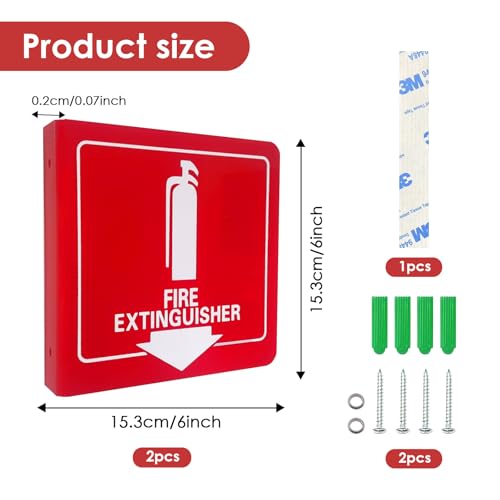 Haploon Wall-Mounted Fire Extinguisher Signs 4 Pcs with Down Arrow Holes