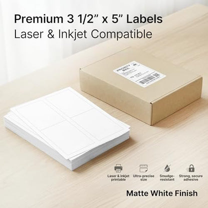 3.5" X 5" Matte White Printable Shipping Labels (30 Sheets, 120 Stickers) - size: 3-1/2" X 5"