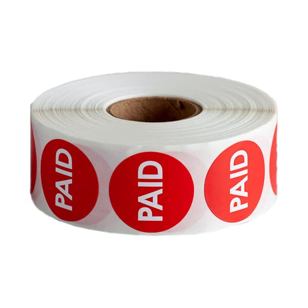 1000 Stickers/Roll Paid Permanent 1 Inch Label Sticker - style: Paid