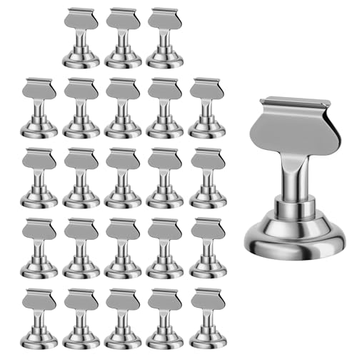Urban Deco 24 Pieces Table Card Holder Place Card Holders 1.7 inches Gold Steel Card Holders for Photos, Food Signs, Memo Notes, Weddings, Restaurants, Birthday(Silver 24PK) - color: Silver 24PK