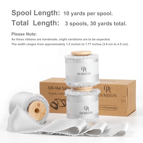 Silk Satin Ribbon 1-1/2 Inch x 30 Yards Gray - color: Gray