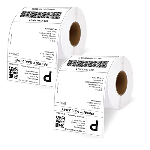 4"x6" Direct Thermal Shipping Labels, 500 Labels/Roll - Compatible with Rollo, MUNBYN Label Printer (2 Rolls) - size: Roll- 1000 Labels