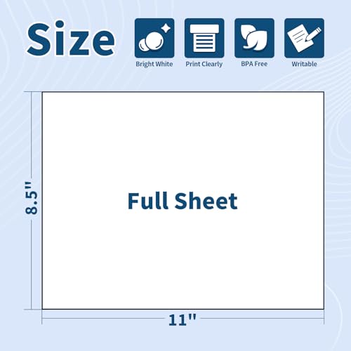 25 Sheets 25 Labels 8.5" x 11" Full Sheet Label Sticker Paper for Laser & Inkjet Printers, Multipurpose White Label Sticker Sheets, Full Page Shipping Labels - color: Full Sheet | 8.5" X 11" | 25 Labels