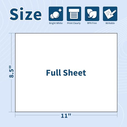 25 Sheets 25 Labels 8.5" x 11" Full Sheet Label Sticker Paper for Laser & Inkjet Printers, Multipurpose White Label Sticker Sheets, Full Page Shipping Labels - color: Full Sheet | 8.5" X 11" | 25 Labels