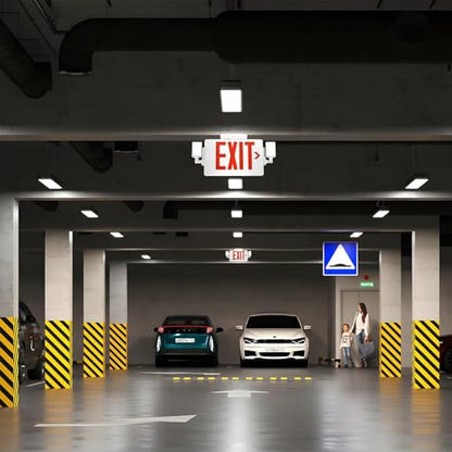 Gruenlich Exit Sign with Emergency Light, Battery Backup, 12 Pack - size: 12-Pack