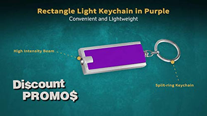 DISCOUNT PROMOS 10 Flashlight Keychains Pack - Rectangle, Plastic - Purple - color: Purple, size: 10 keychains