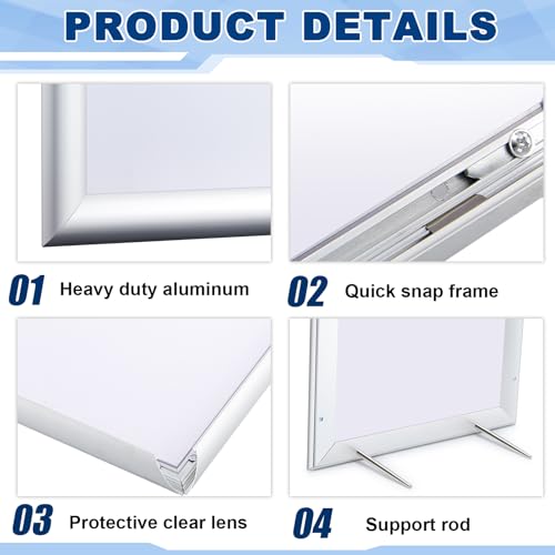 Blulu 2 Pack Aluminum Snap Frame 8.5 x 11 Inch, Silver - color: Silver, size: 8.5 x 11 Inch