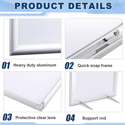 Blulu 2 Pack Aluminum Snap Frame 8.5 x 11 Inch, Silver - color: Silver, size: 8.5 x 11 Inch