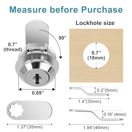 5/8" Cam Lock Keyed Different Cabinet Locks with Keys Secure Files Drawers RV Storage Locks Replacement Set, Zinc Alloy(Silver 2PCS,5/8 Inch) - size: 5/8 Inch