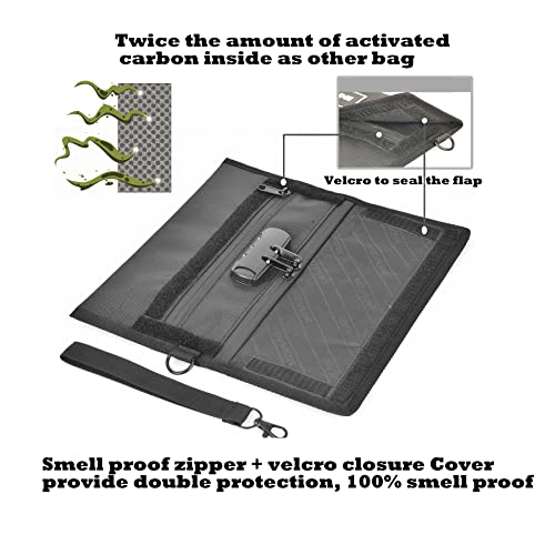 Anti-odour Waterproof Stash Bag - Scent Proof Pouch With Combination Lock for Eliminating Trapping Stink & Smelly Discreet Accessories - color: Black