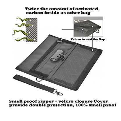Anti-odour Waterproof Stash Bag - Scent Proof Pouch With Combination Lock for Eliminating Trapping Stink & Smelly Discreet Accessories - color: Black