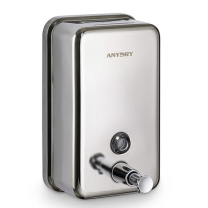 anydry Commercial Soap Dispenser Wall Mount, Polished Stianless Steel Finish Manual Liquid Soap Dispenser - 37oz (1100ml) Model AD1003