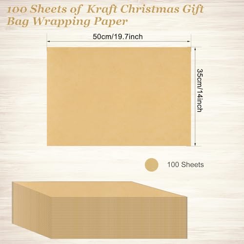 100 Sheets Kraft Tissue Paper Artdly 14 x 20 Inches Kraft Wrapping Paper Bulk for Weddings Birthday DIY Project Christmas - color: Kraft, size: 14x20 Inch (Pack of 100)