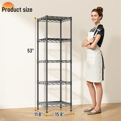 DurayLoly 15.8"W 5-Tier Narrow Wire Shelving, Adjustable shelf, for Kitchen - size: 15.8"W x 11.8"D x 53"H
