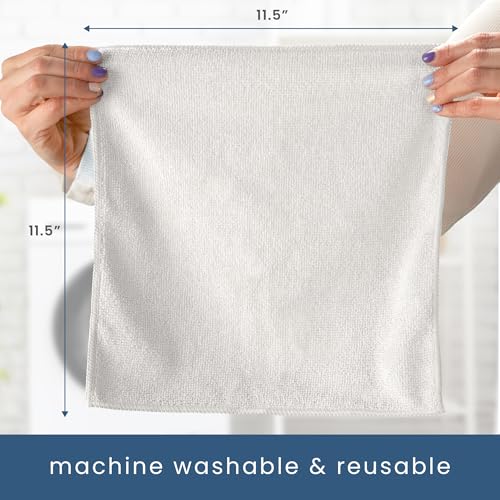 S&T INC. Microfiber Cleaning Cloth, 50 Pack, 11.5" x 11.5", White