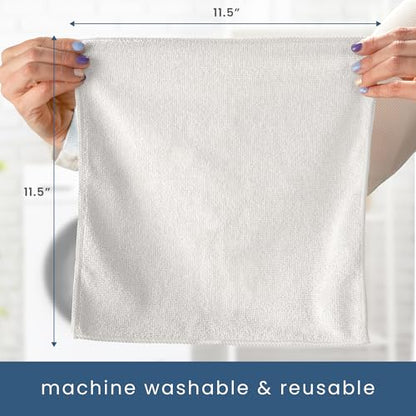 S&T INC. Microfiber Cleaning Cloth, 50 Pack, 11.5" x 11.5", White
