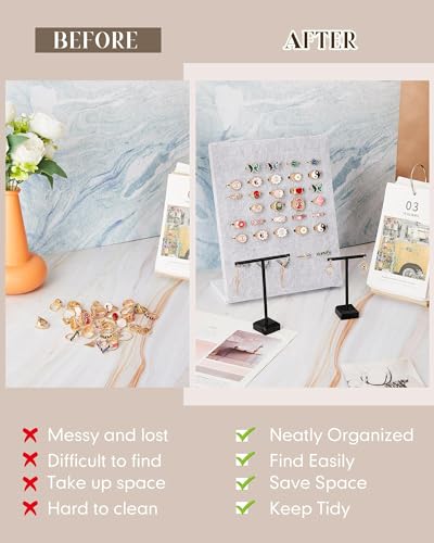 Henoyso 4 Pcs Velvet Ring Display 50 Slots Stand Tray Holder - color: Grey