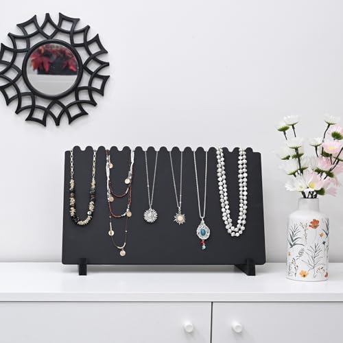MOOCA Portable Wooden Plank Necklace Jewelry Stand for 15 Necklaces, Black - color: Black, 15 Necklaces