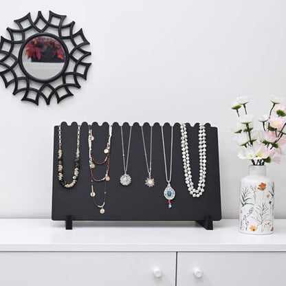 MOOCA Portable Wooden Plank Necklace Jewelry Stand for 15 Necklaces, Black - color: Black, 15 Necklaces