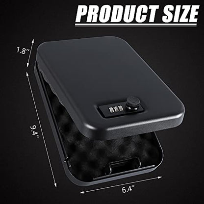 Dalmbox Compact Portable Handgun Pistol Gun Safe Lock Box for Car & Travel - size: 9.4" x 6.4" x 1.8"